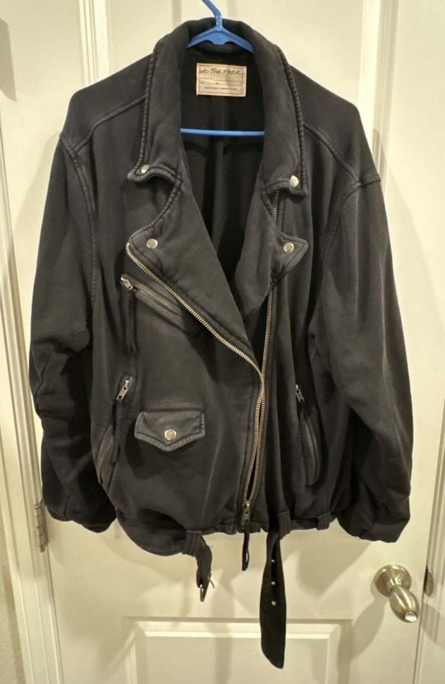 We The Free Asymmetrical Biker-Style Black Jacket - Picture 2 of 13